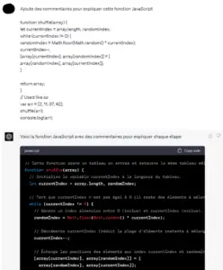 Ajout des commentaires au code JavaScript par ChatGPT